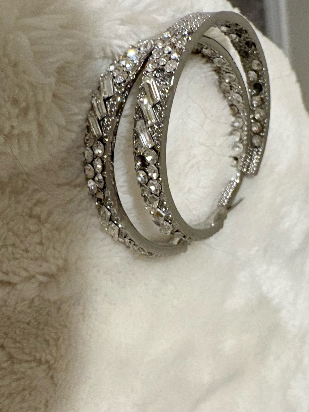 paparazzi Silver Crystal Crossover Earrings